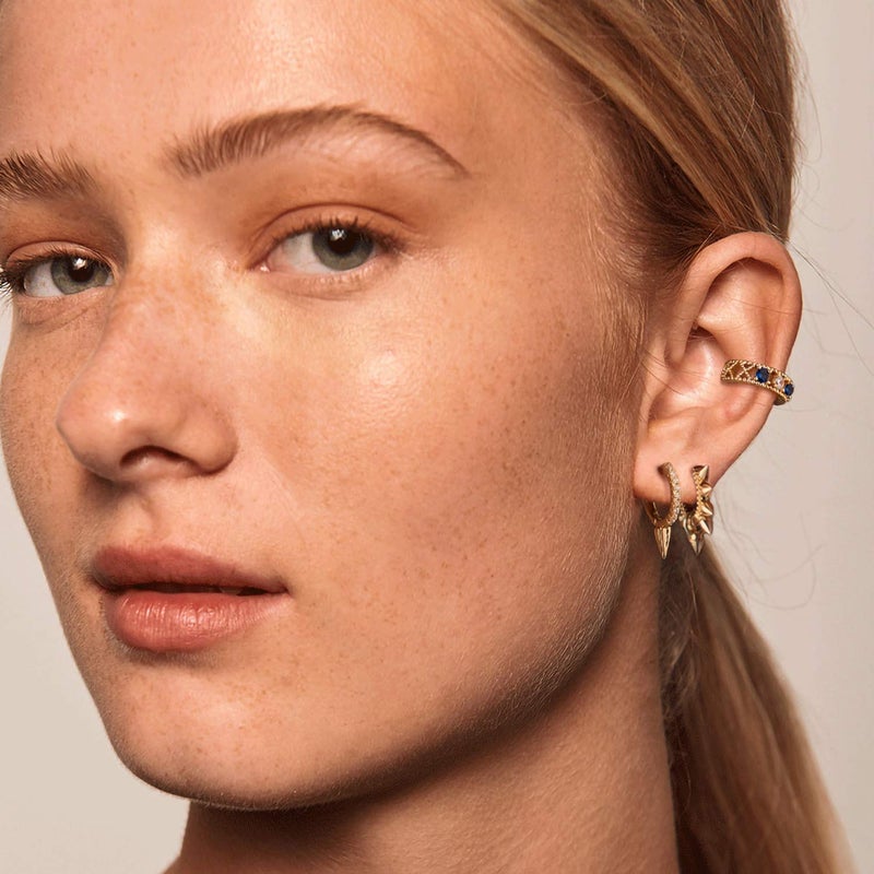 MYEARS Women Spike Earrings Gold Huggie Hoop Ear Stud Cuff Cubic Zirconia 14K Small Simple Hypoallergenic Everyday Jewelry 1 - Image 2